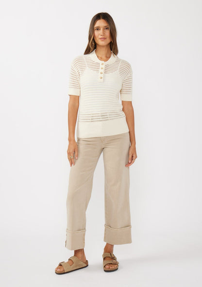 Easy Life Open Knit Henley Top
