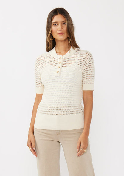Easy Life Open Knit Henley Top