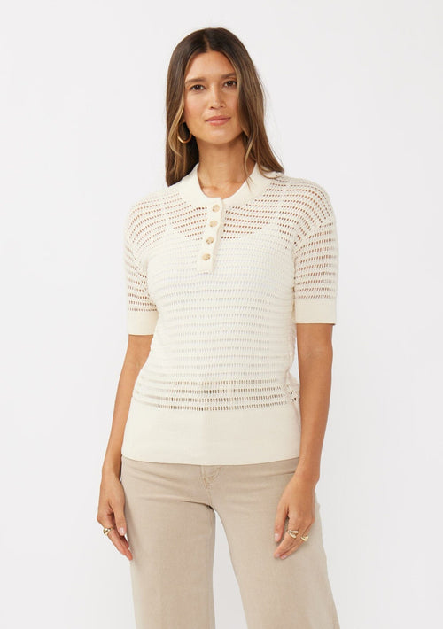 Easy Life Open Knit Henley Top