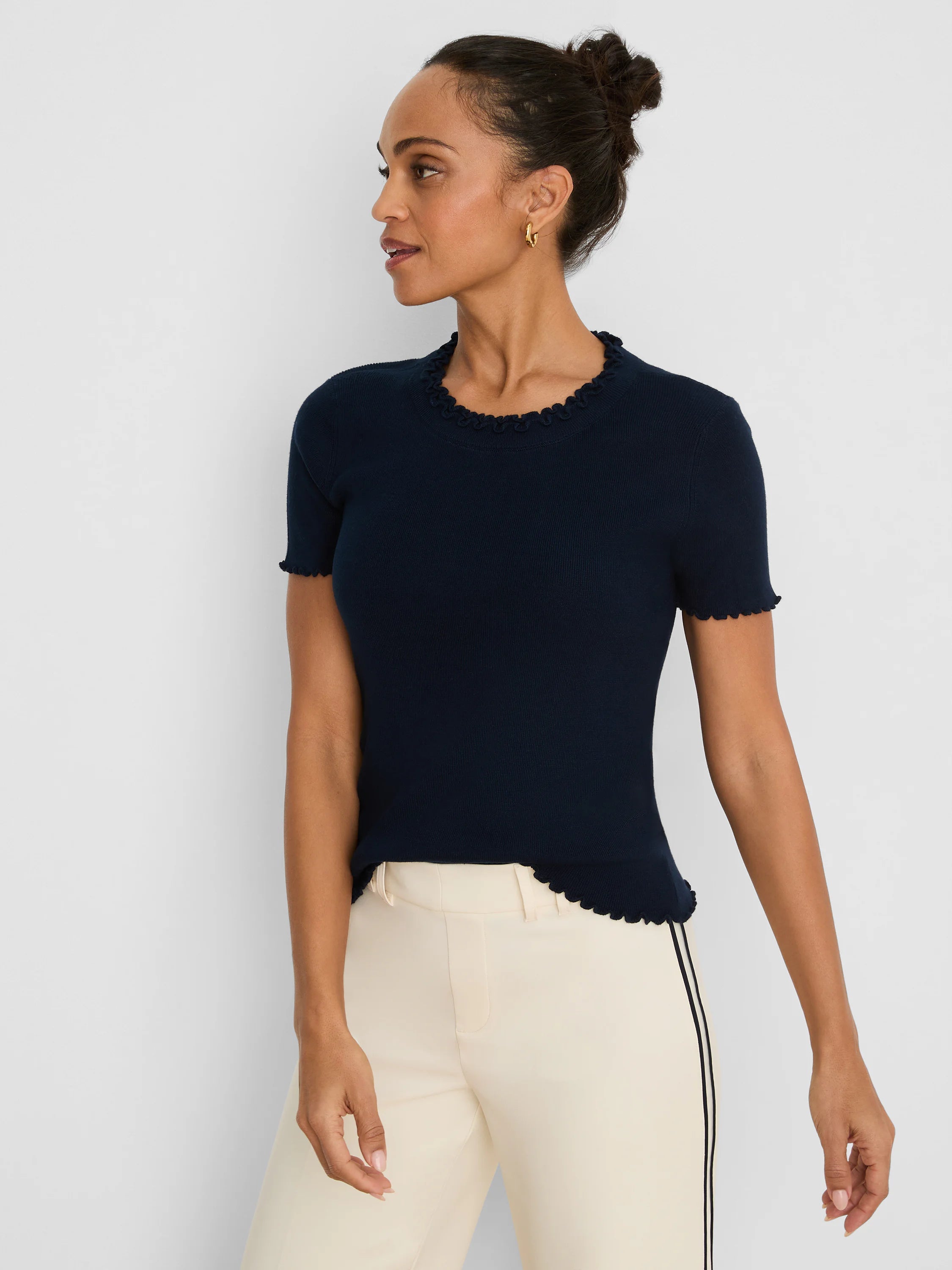 Ruffle Trim Sweater Tee