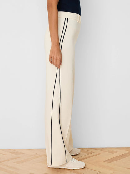 Piped Wide Leg Sleek Stretch Pant