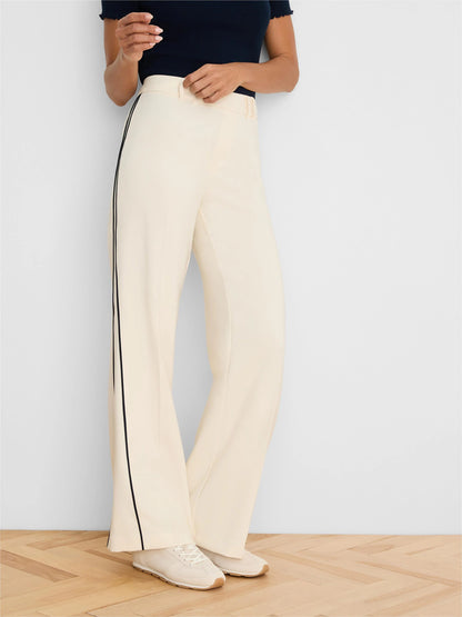 Piped Wide Leg Sleek Stretch Pant
