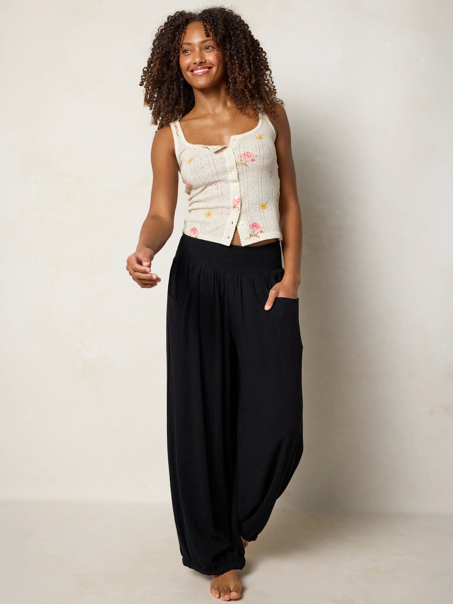 Pretty Pointelle Tank - Pin Dot Prairie Cream