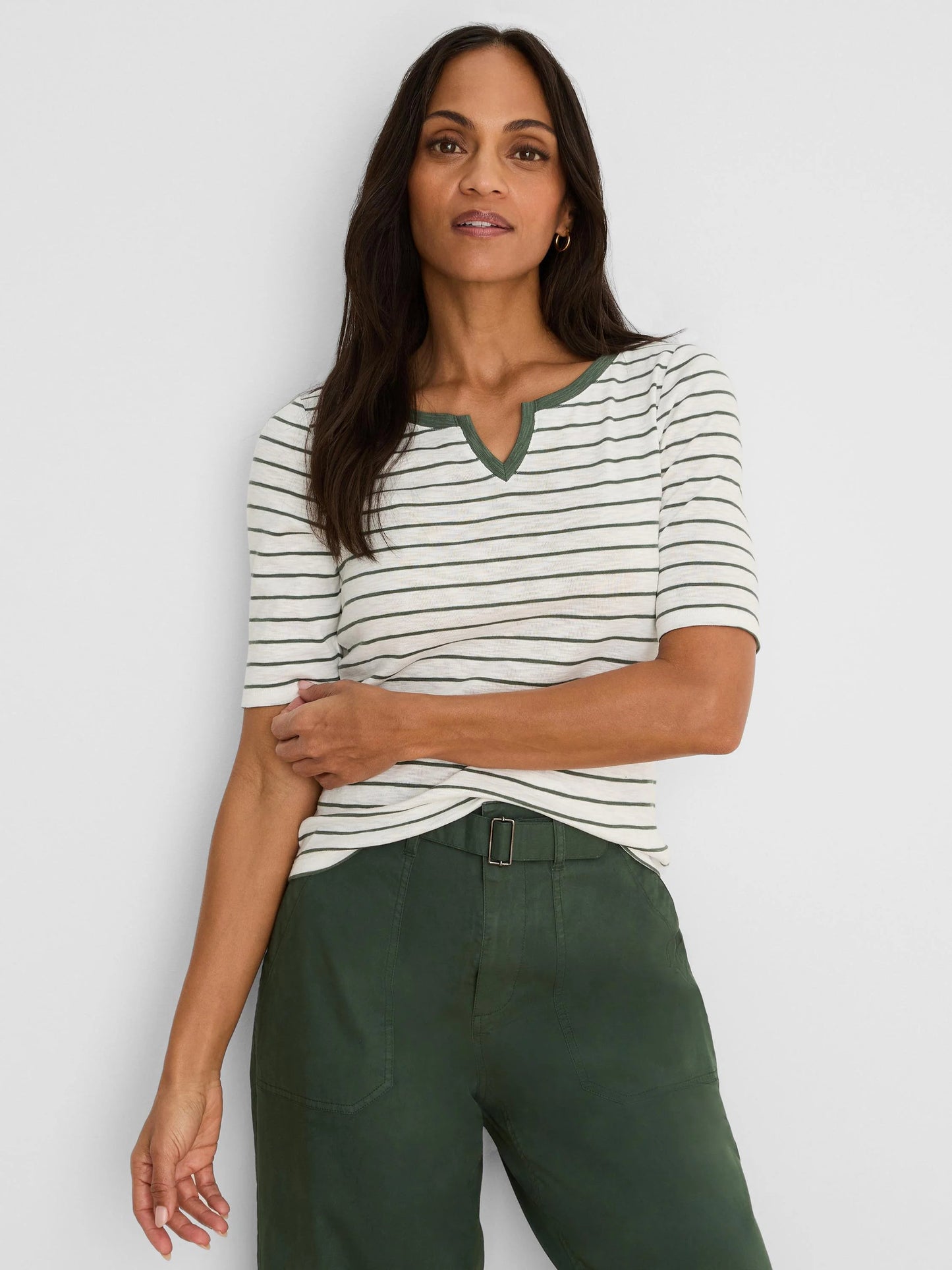 NZT Elbow Sleeve Stripe Notch Tee
