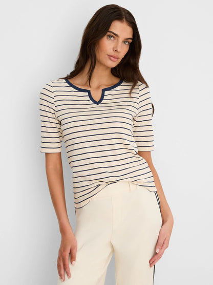 NZT Elbow Sleeve Stripe Notch Tee