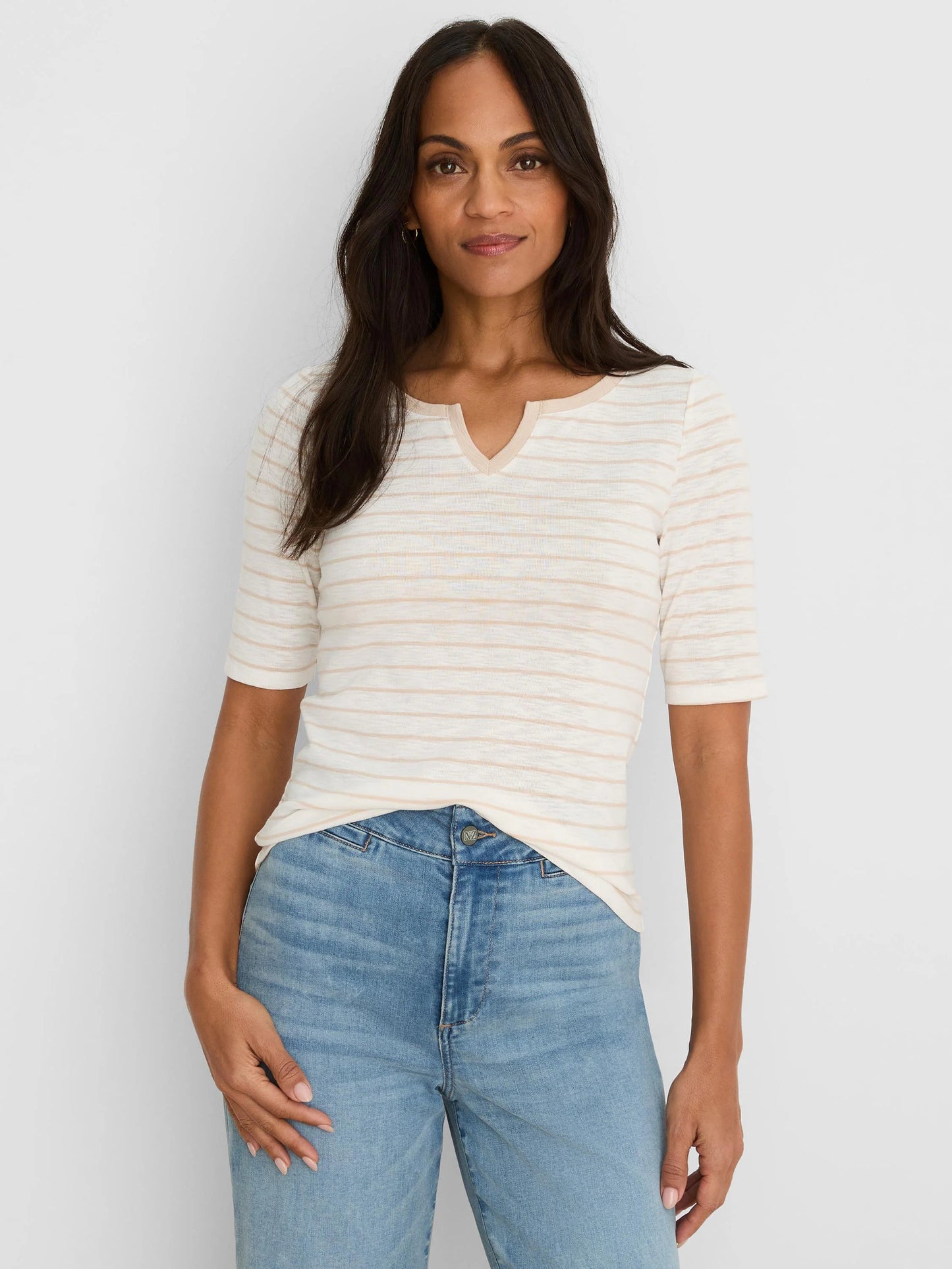 NZT Elbow Sleeve Stripe Notch Tee