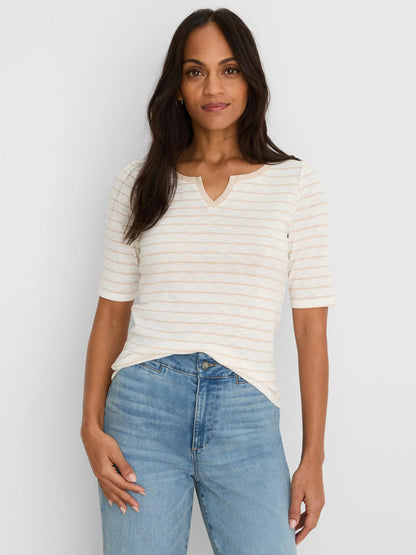 NZT Elbow Sleeve Stripe Notch Tee