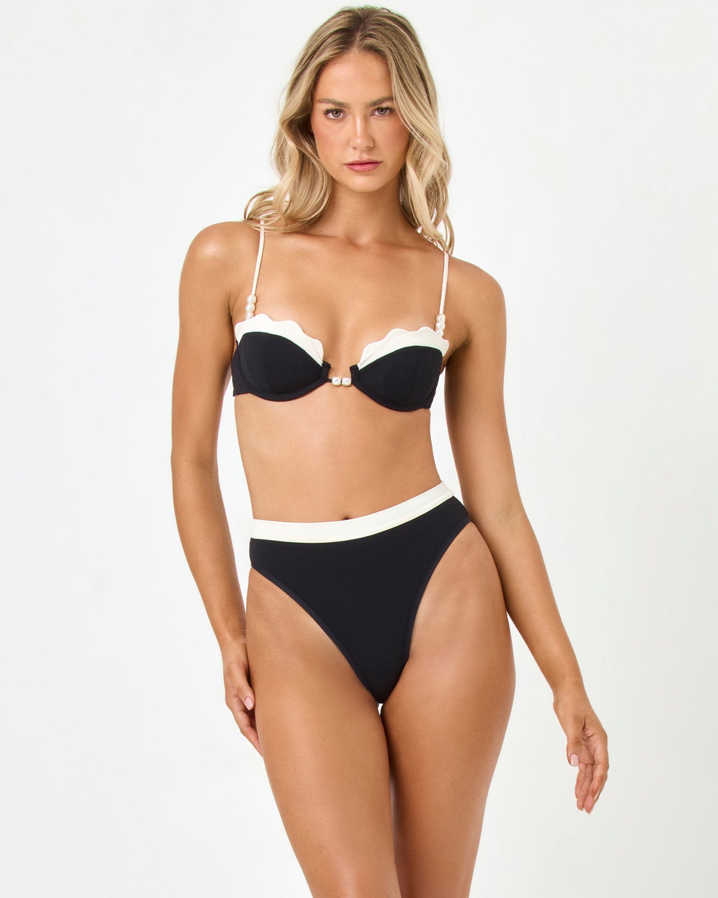 Frenchi Bikini Bottom - Black-Cream