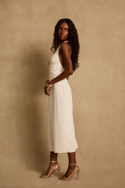 Penelope White Halter Midi Dress