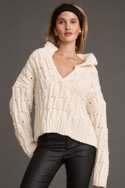 Riverstone Cream Cableknit Sweater