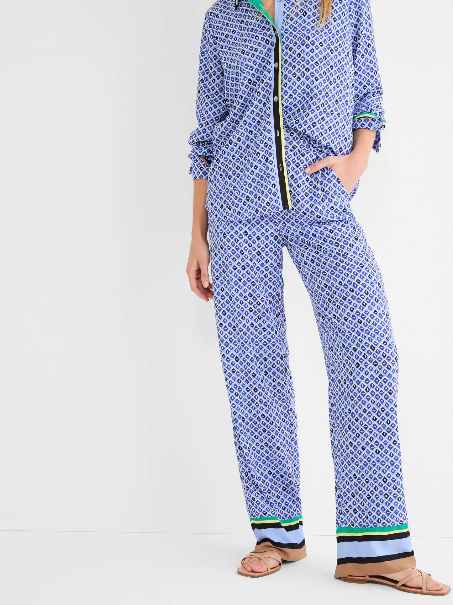 Mosaic Trimmed Lenox Wide Leg Pant