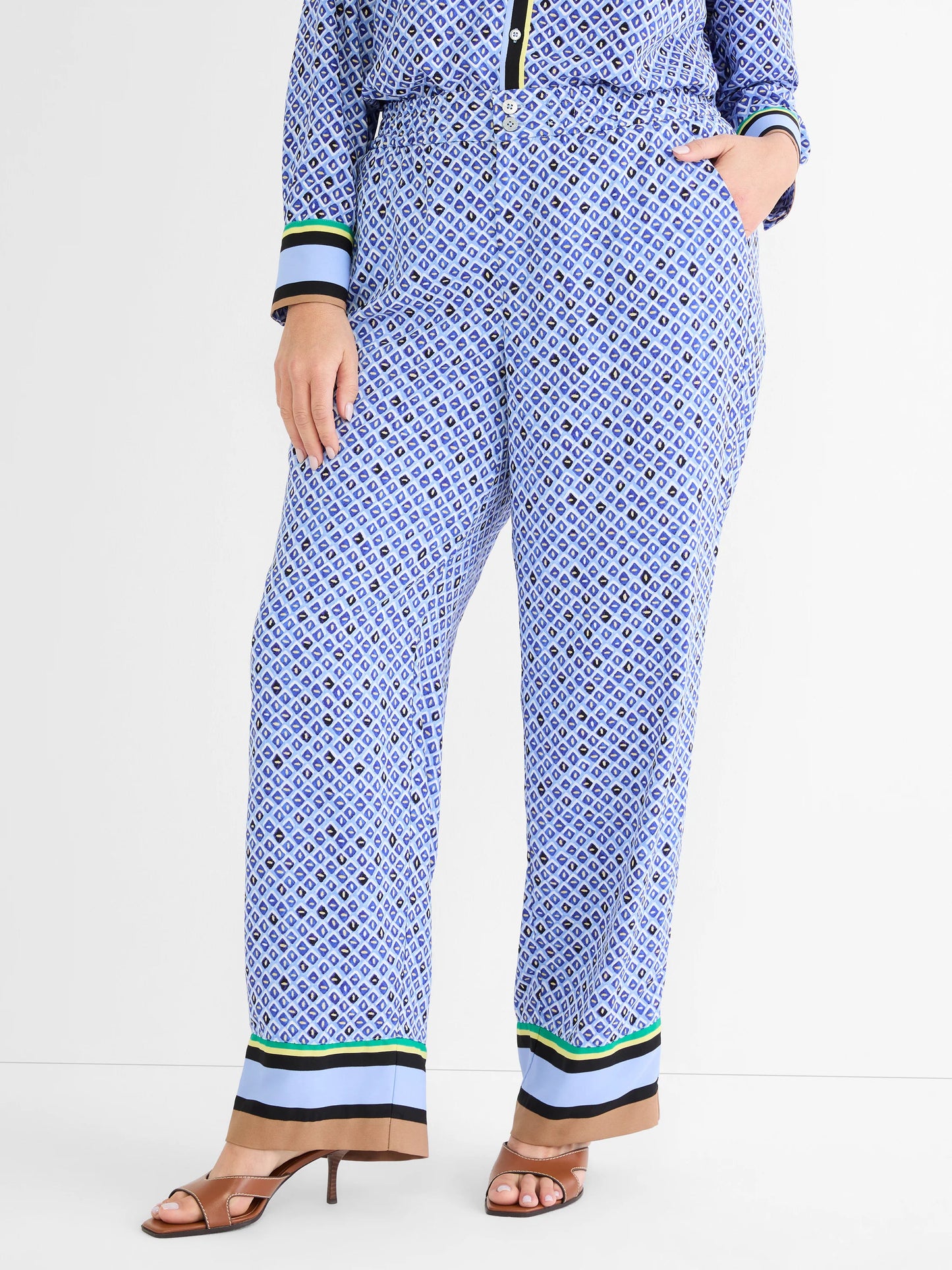 Mosaic Trimmed Lenox Wide Leg Pant