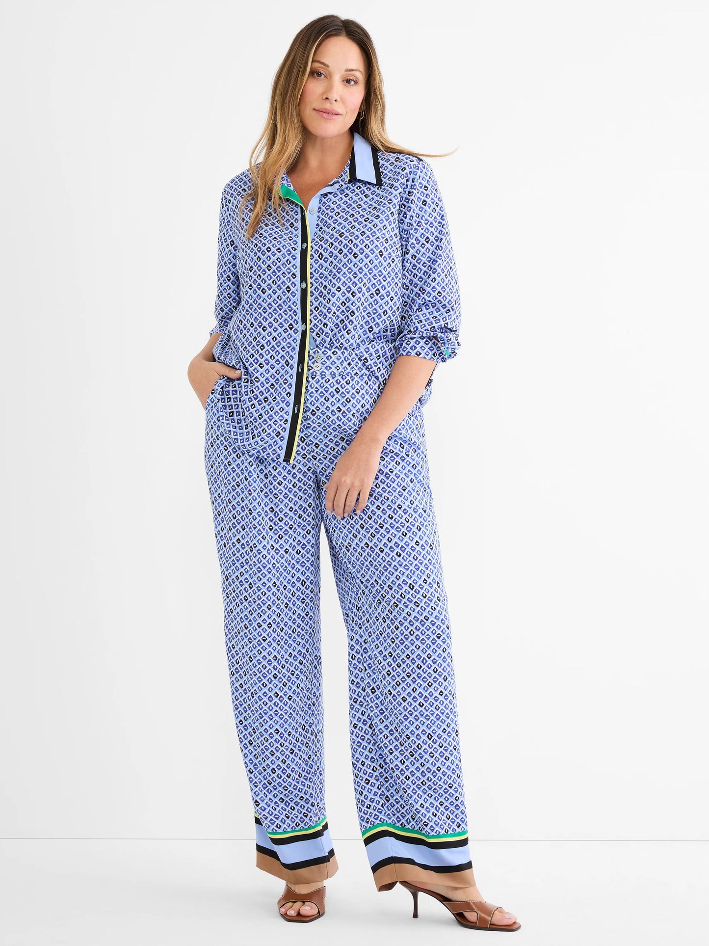 Mosaic Trimmed Lenox Wide Leg Pant