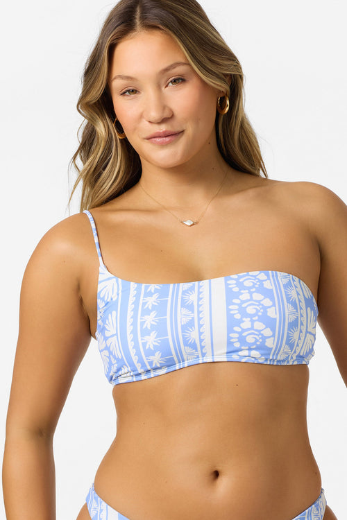 Surf Abstract Seal Beach One Shoulder Bandeau Top