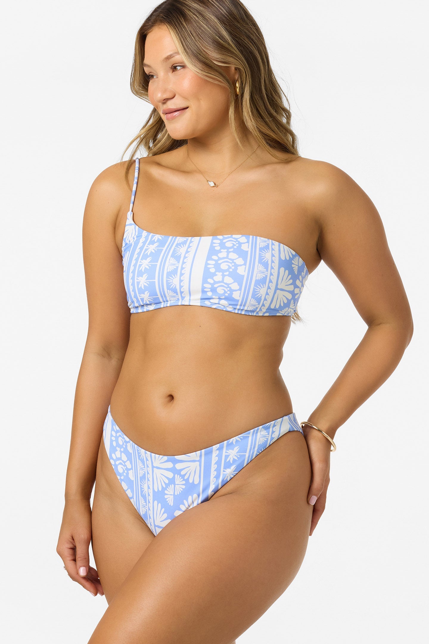 Surf Abstract Seal Beach One Shoulder Bandeau Top