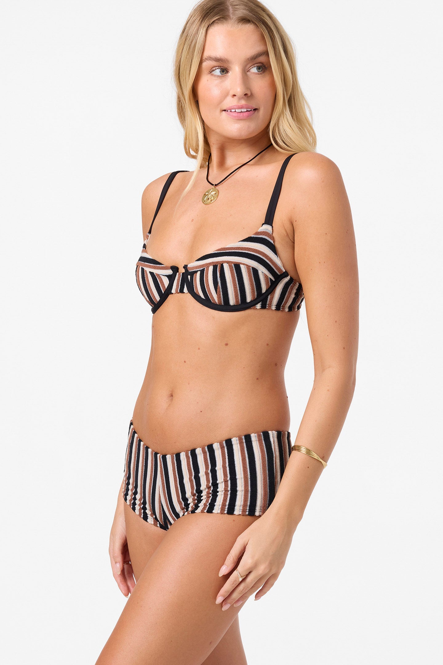 Sand Dollar Stripe Seashell Bra Top