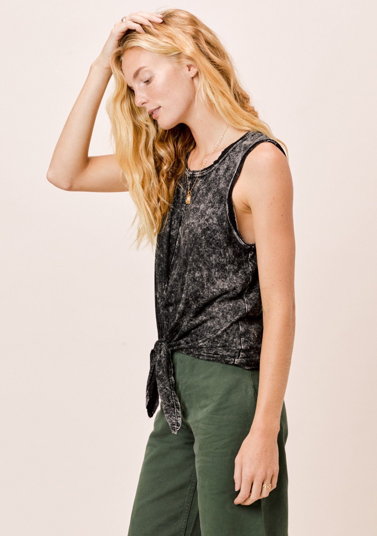 Ceara Snow Wash Tie Front Top