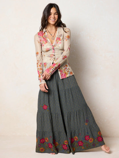Carina Mesh Top - English Garden Cream