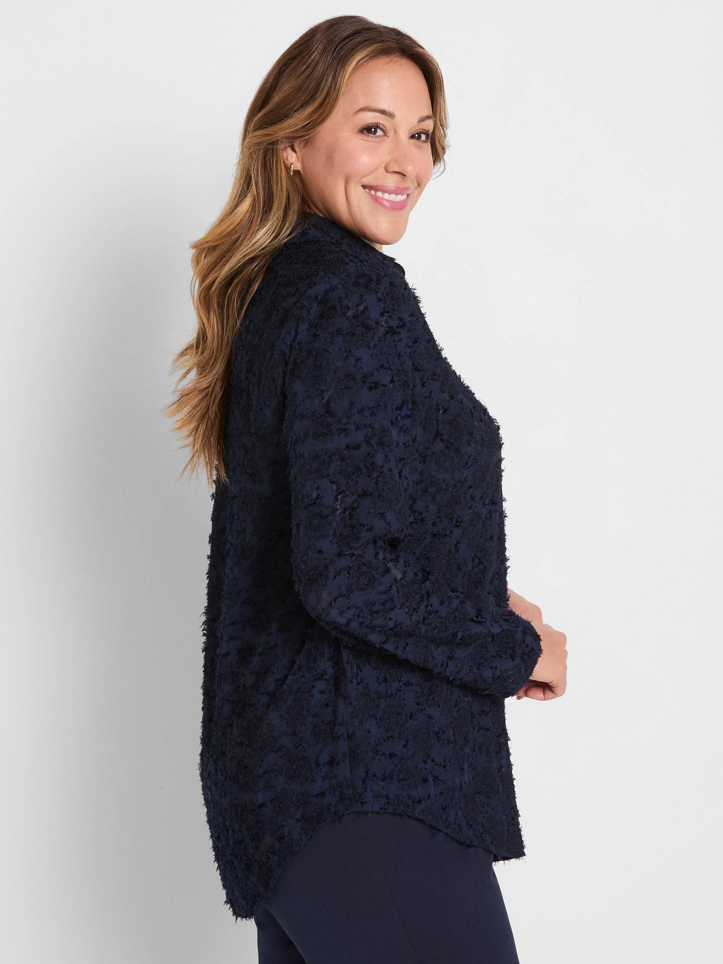 Any Occasion Clipped Jacquard Top