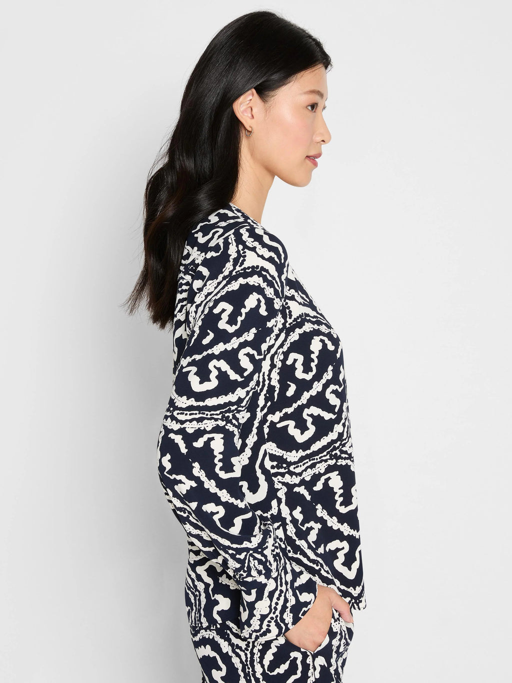 Indigo Leaf Double Crepe Top