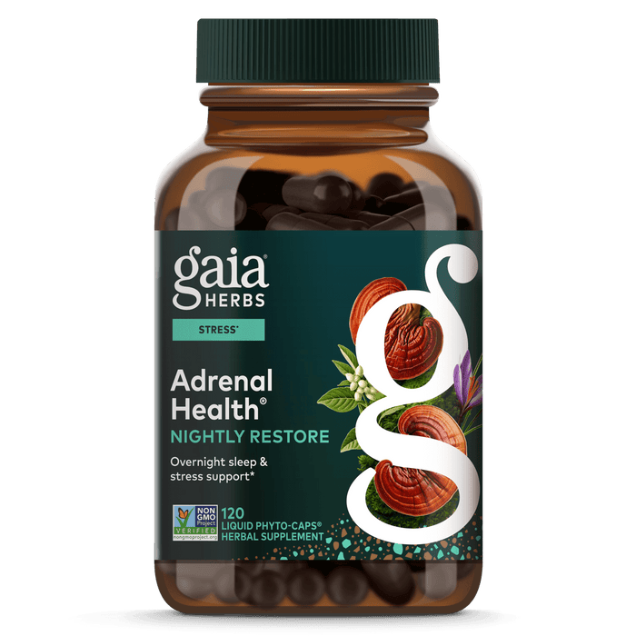 Gaia Herbs Adrenal Health Nightly Restore for Stress Support || 120 ct