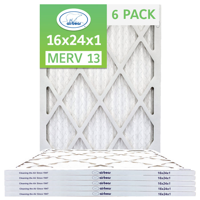 16x24x1 air filter 6pack MERV 13