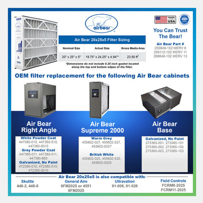 Air Bear 20x25x5 Pleated Air Filters