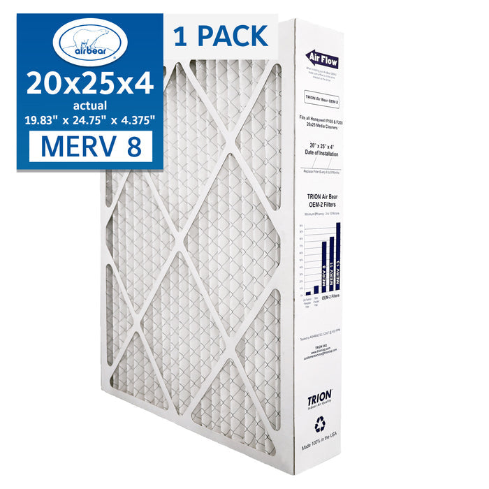 Air Bear OEM 20x25x4 Honeywell FC100A1037 Replacement Pleated Air Filters