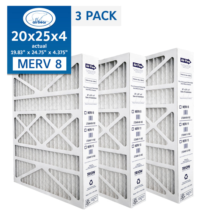 Air Bear OEM 20x25x4 Honeywell FC100A1037 Replacement Pleated Air Filters