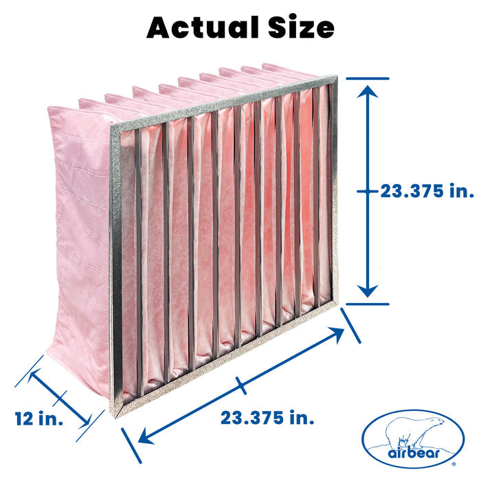 Air Bear Pocket Air Filter 24 in. x 24 in. x 12 in.  MERV 14, 10 Pocket, Pink Synthetic