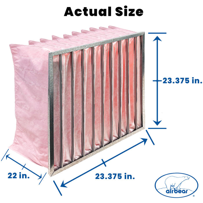 Air Bear Pocket Air Filter 24 in. x 24 in. x 22 in.  MERV 14, 10 Pocket, Pink Synthetic