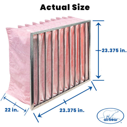 Air Bear Pocket Air Filter 24 in. x 24 in. x 22 in.  MERV 14, 10 Pocket, Pink Synthetic