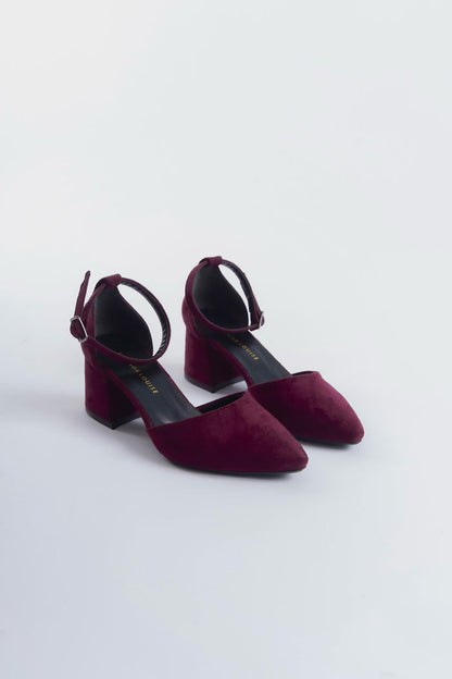 Anais | Burgundy Suede Mid Heels