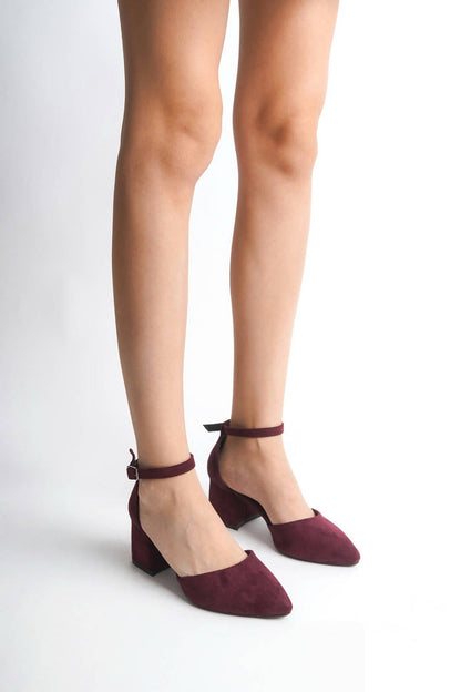 Anais | Burgundy Suede Mid Heels