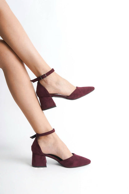 Anais | Burgundy Suede Mid Heels