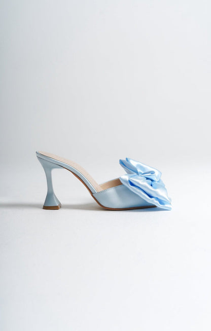 Anneliese | Baby Blue Satin Bow Tie Mule