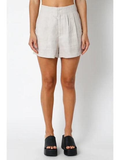 Jana High Waist Linen Shorts Natural