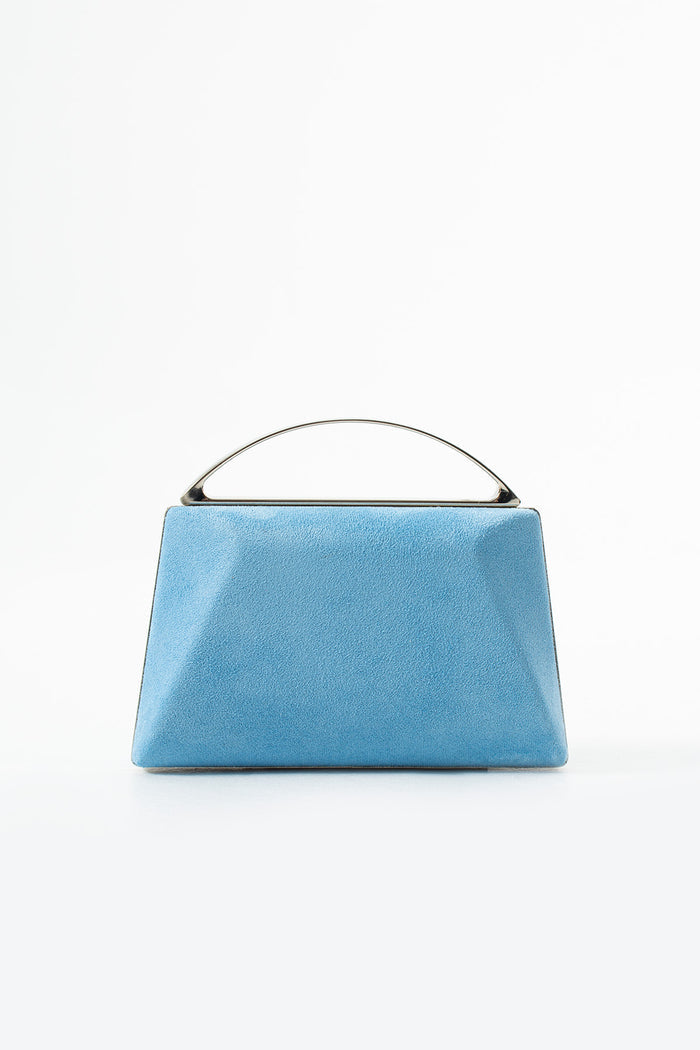 Baby Blue Suede Bridal Evening Clutch Bags with Chain