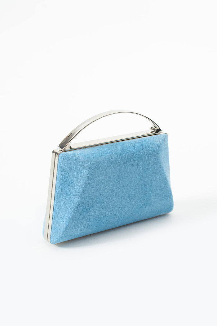 Baby Blue Suede Bridal Evening Clutch Bags with Chain