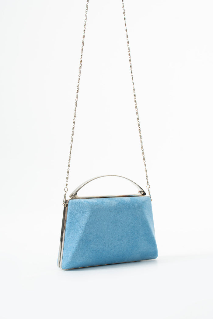 Baby Blue Suede Bridal Evening Clutch Bags with Chain