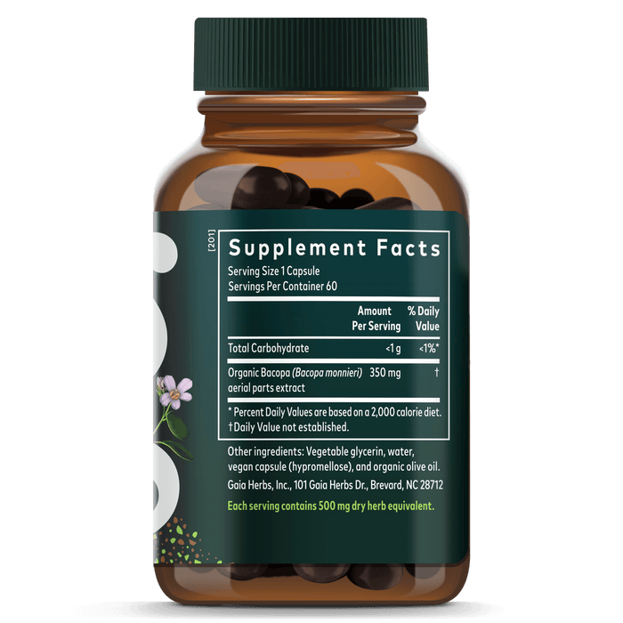 Bacopa bottle Supplement Facts 60 Count