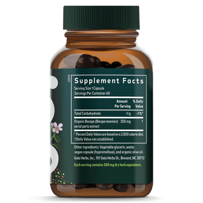 Bacopa bottle Supplement Facts 60 Count
