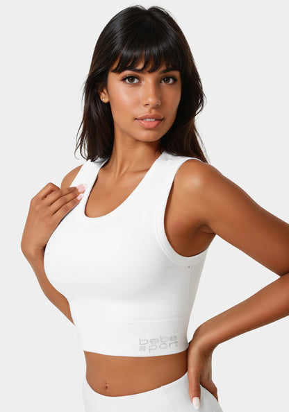 Double Layer Front Seamless Crop Tank