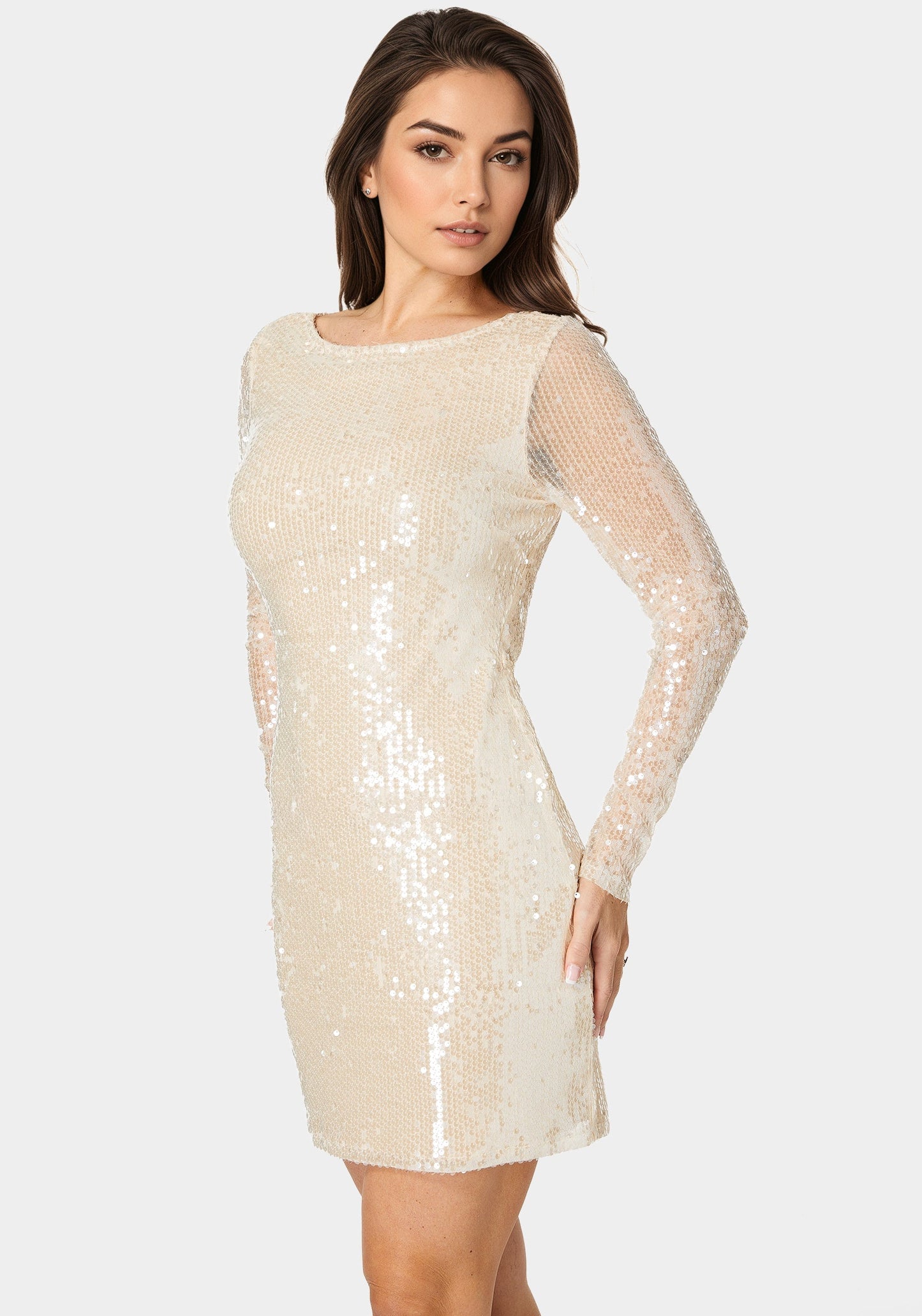 Cowl Back Sequin Mini Dress