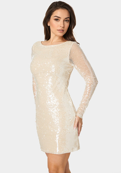 Cowl Back Sequin Mini Dress