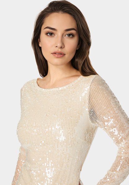 Cowl Back Sequin Mini Dress