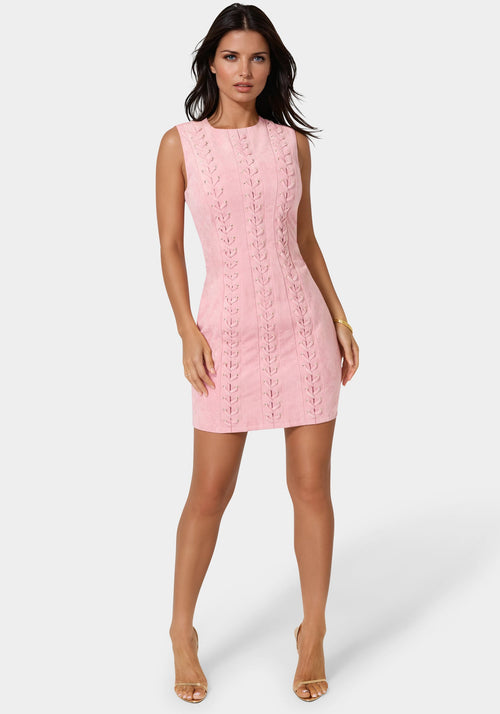 Faux Suede Lace Up Mini Dress