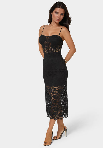 Lace Corset Midi Dress