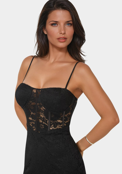 Lace Corset Midi Dress