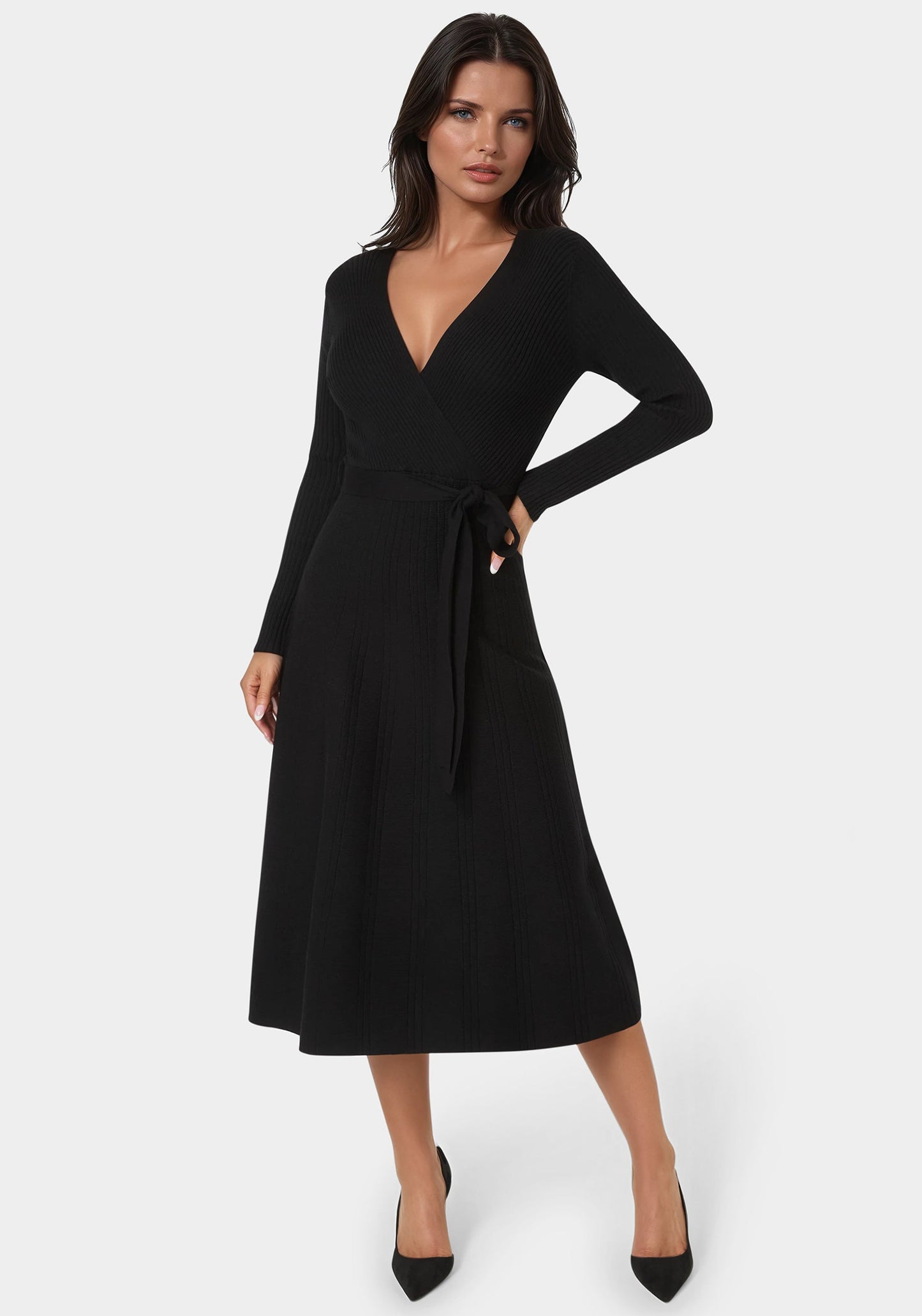 Fit and Flare Midi Sweater Dress